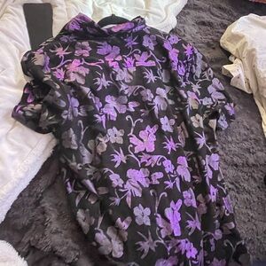 Floral Black and Purple Dress shirt